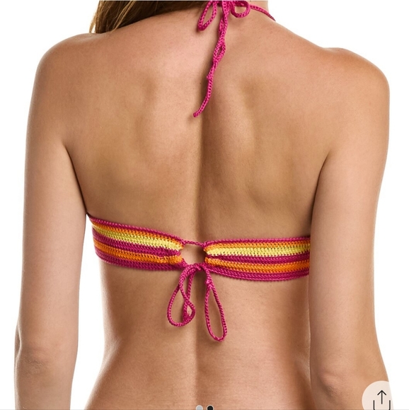 *Solid & Stiped* The Azalea 2 piece crochet swimsuit L Pink/orange/yellow - Picture 4 of 9